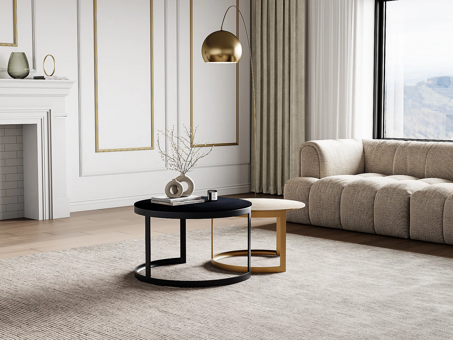 Couchtisch-Set - Metall - Schwarz & Goldfarben - LAIKA