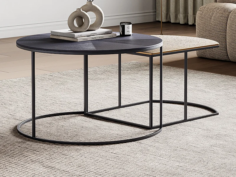 Tavolini a scomparsa in Metallo Nero e Dorato - ESMINA