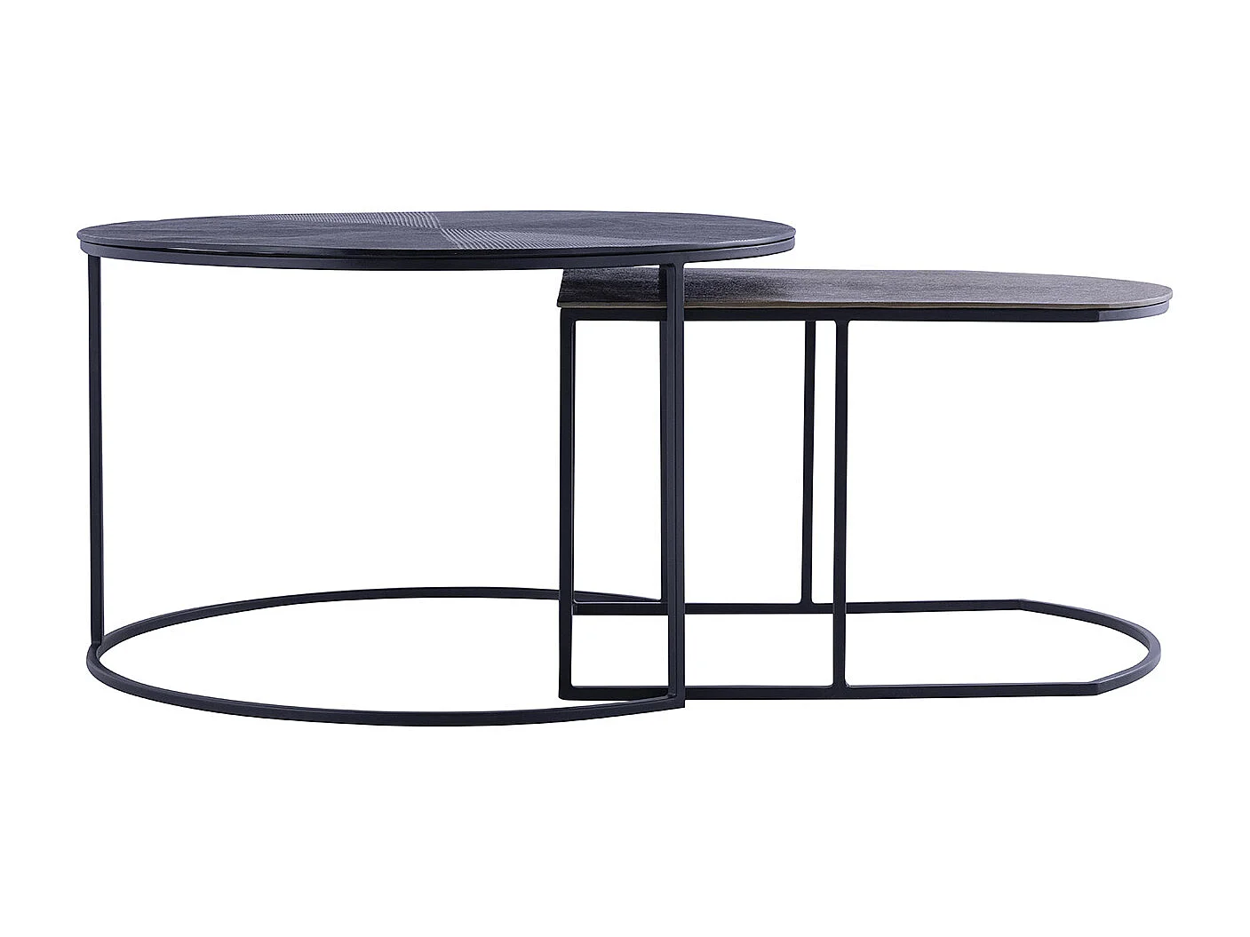 Tables basses gigognes en métal - Noir et Doré - ESMINA