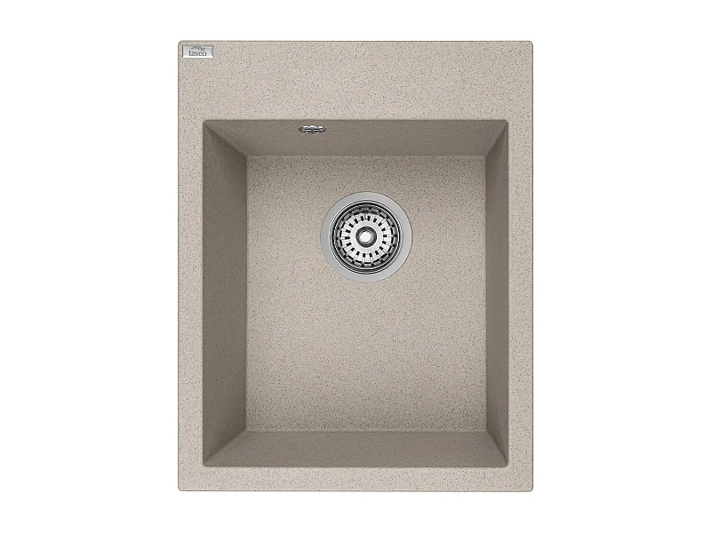 Evier de cuisine rond en granit beige MONCHICHI, 1 bac,50x39