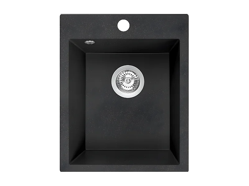 Evier de cuisine en granit noir CHICHI, 1 bac, 48x38