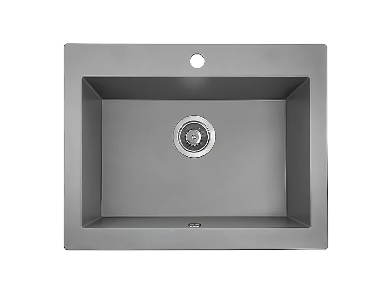 Evier de cuisine rond en granit gris KOMODO, 1 bac,49x58