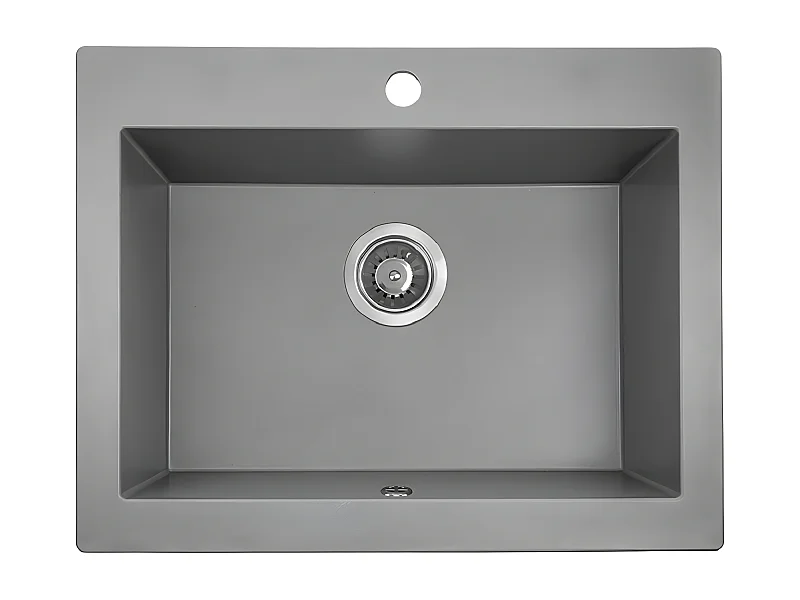 Evier de cuisine rond en granit gris KOMODO, 1 bac,49x58