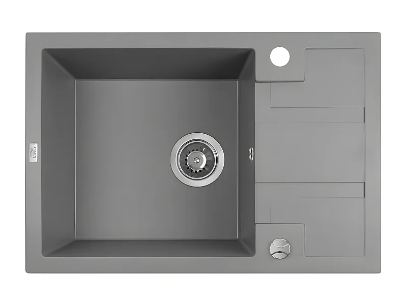 Evier de cuisine en granit gris BARBADOS, 1 bac avec égouttoir, 44x65