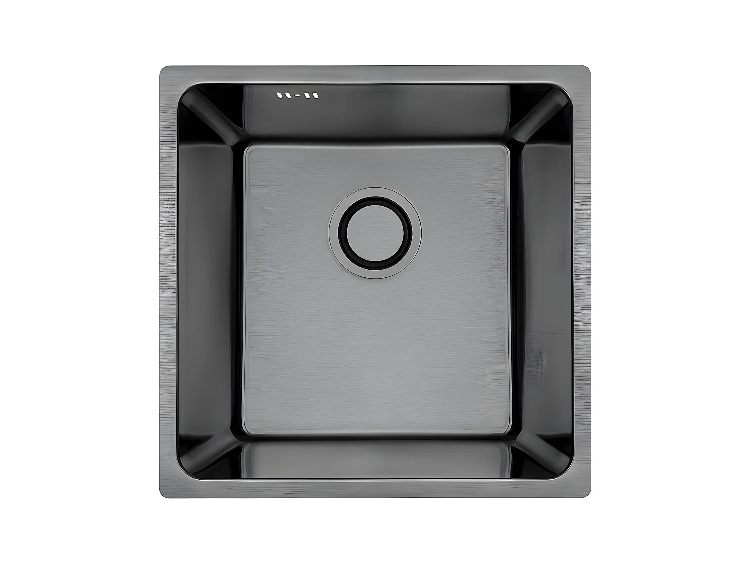 Evier de cuisine graphite ADEN, 1 bac, acier inoxydable, 44x44