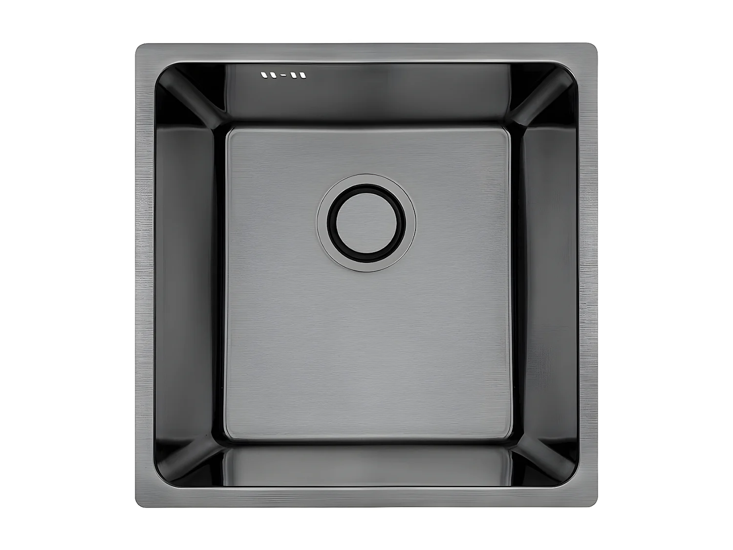 Evier de cuisine graphite ADEN, 1 bac, acier inoxydable, 44x44