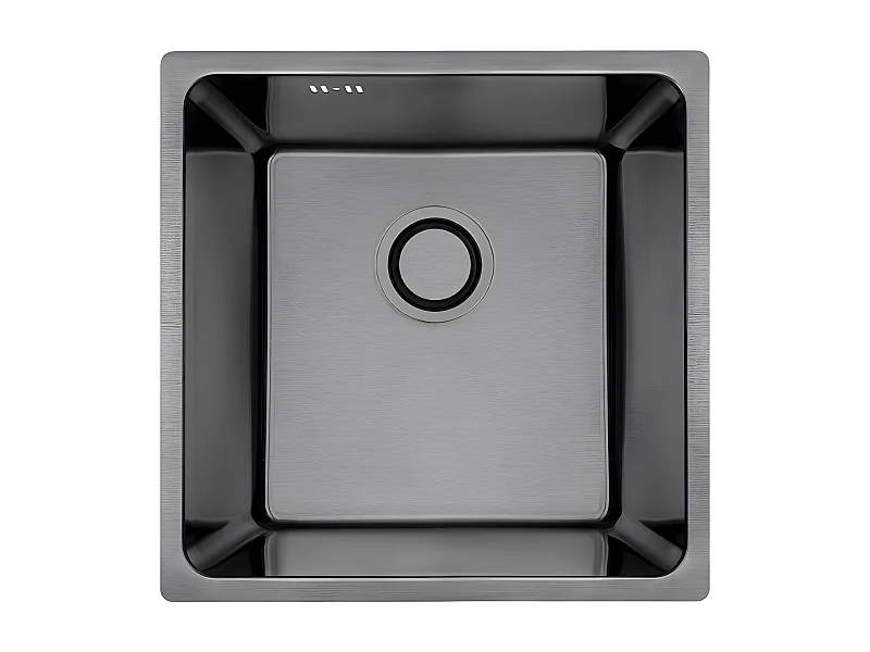 Evier de cuisine graphite ADEN, 1 bac, acier inoxydable, 44x44