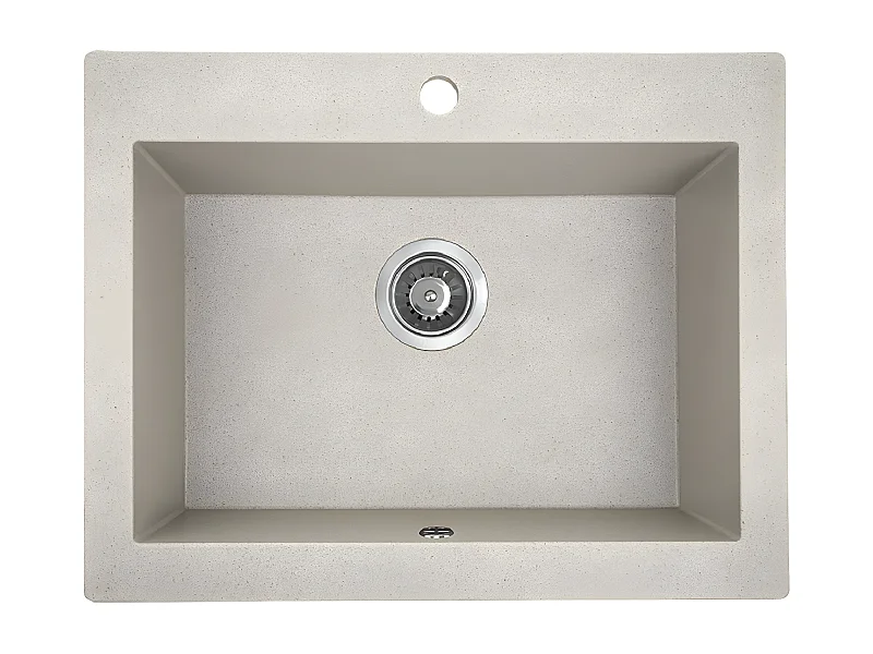 Evier de cuisine rond en granit beige KOMODO, 1 bac,49x58