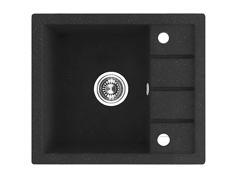 Evier de cuisine en granit noir - THIRTEEN - 49,5 x 57 cm, 1 bac