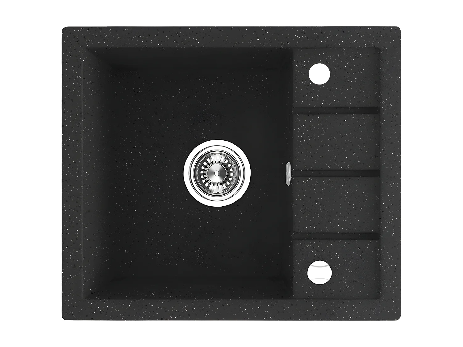 Evier de cuisine en granit noir - THIRTEEN - 49,5 x 57 cm, 1 bac