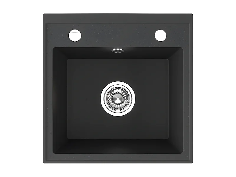 Evier de cuisine en granit noir - THIRTEEN - 44 x 44 cm, 1 bac