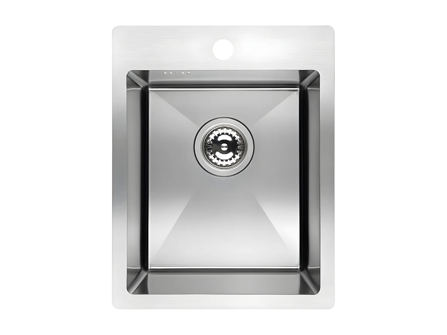 Evier de cuisine chrome brossé MARMARA, 1 bac, acier inoxydable, 48x37,5