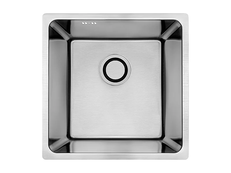 Evier de cuisine chrome ADEN, 1 bac, acier inoxydable, 44x44