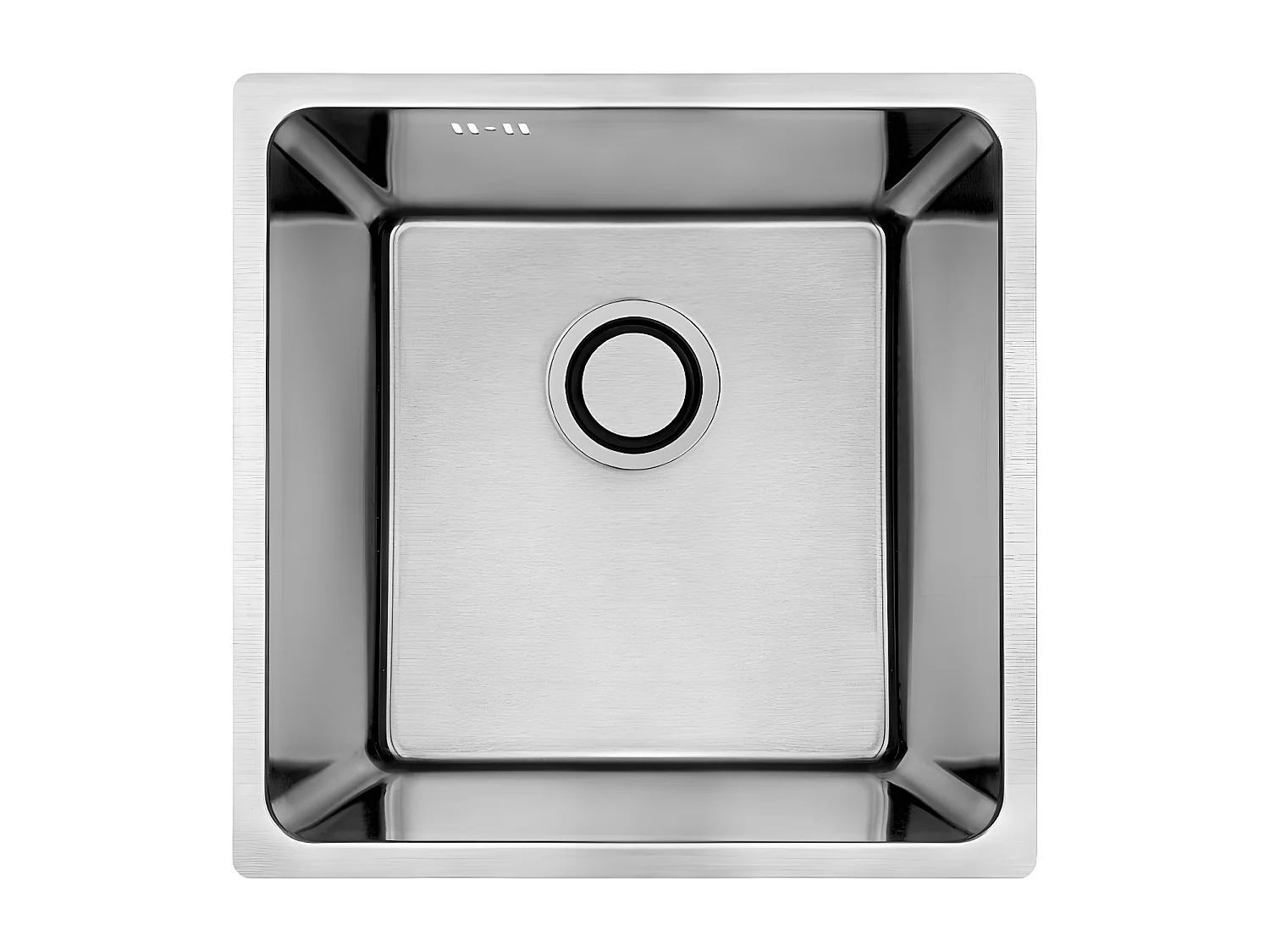 Evier de cuisine chrome ADEN, 1 bac, acier inoxydable, 44x44