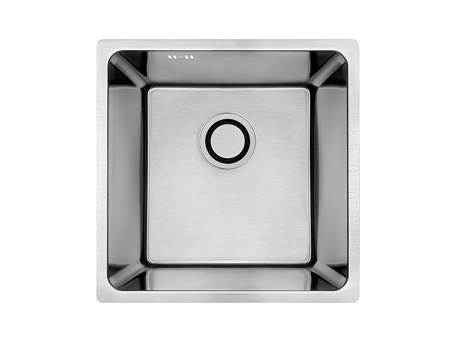 Evier de cuisine chrome ADEN, 1 bac, acier inoxydable, 44x44