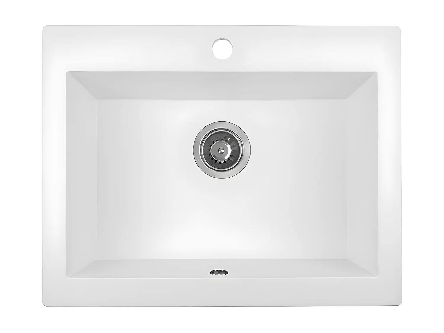 Evier de cuisine carrée en granit blanc KOMODO, 1 bac,49x58