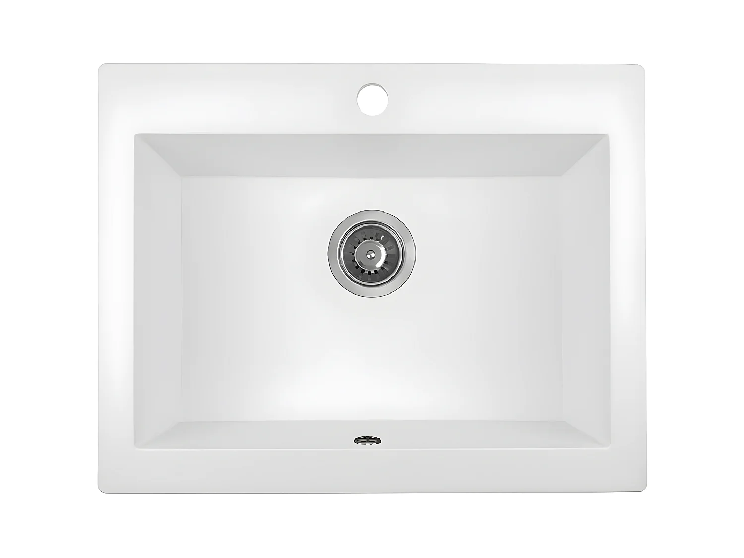 Evier de cuisine carrée en granit blanc KOMODO, 1 bac,49x58