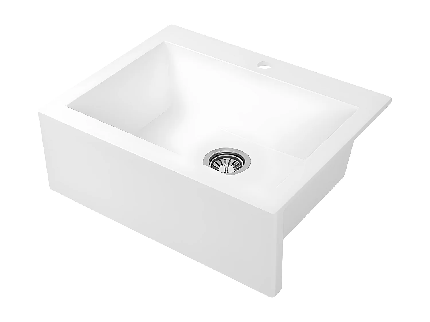 Evier de cuisine carrée en granit blanc KOMODO, 1 bac,49x58