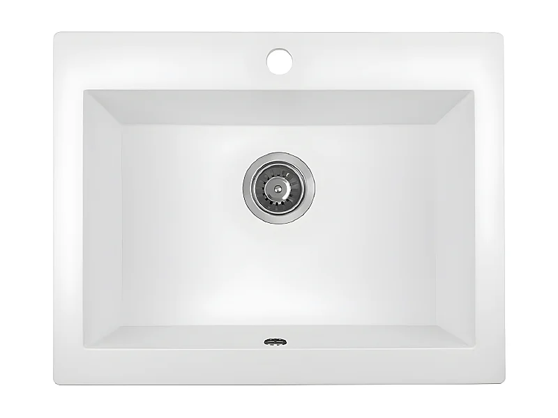 Evier de cuisine carrée en granit blanc KOMODO, 1 bac,49x58