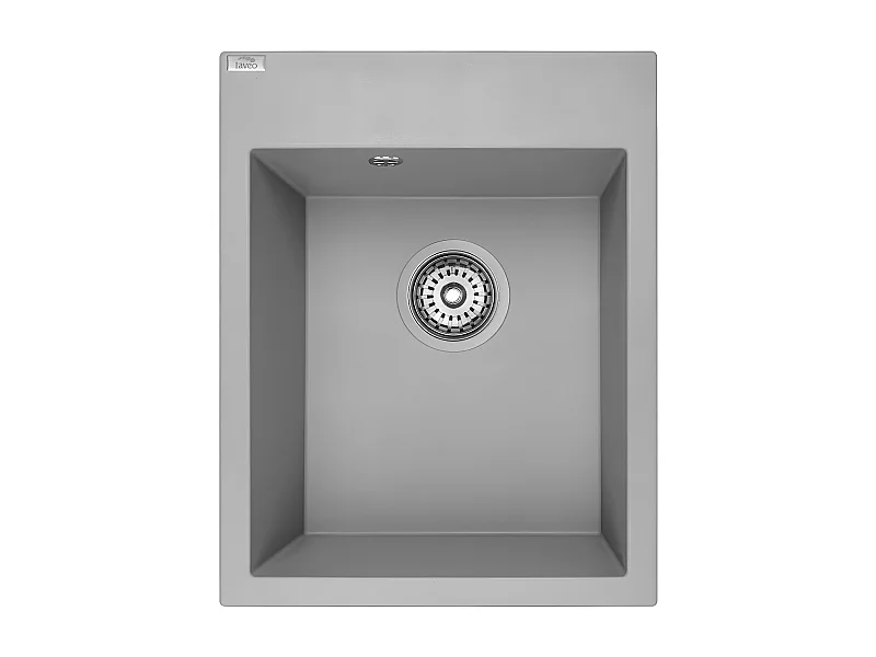 Evier de cuisine rond en granit gris MONCHICHI, 1 bac,50x39