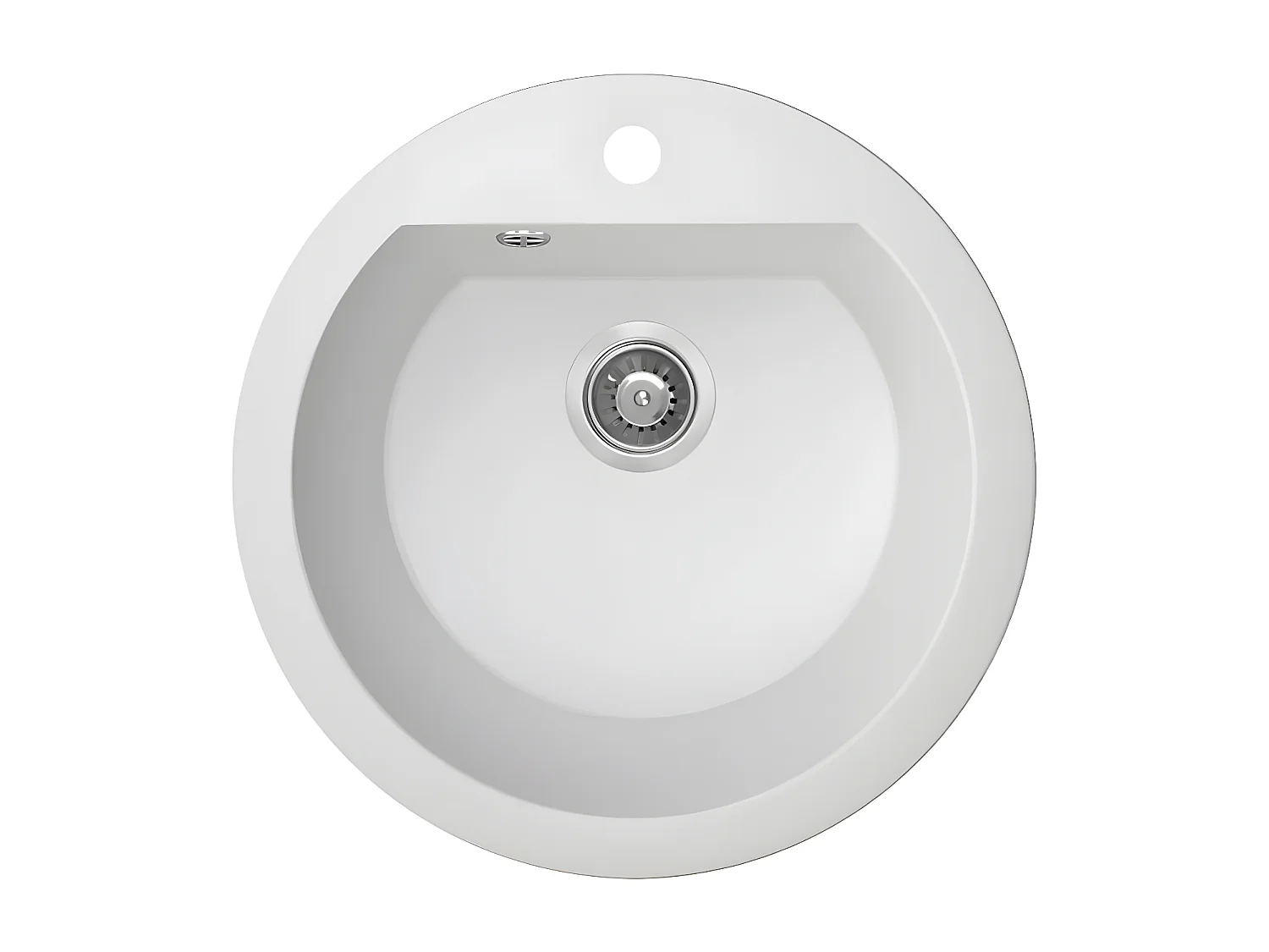 Evier de cuisine rond en granit blanc DAFNE, 1 bac,51x20