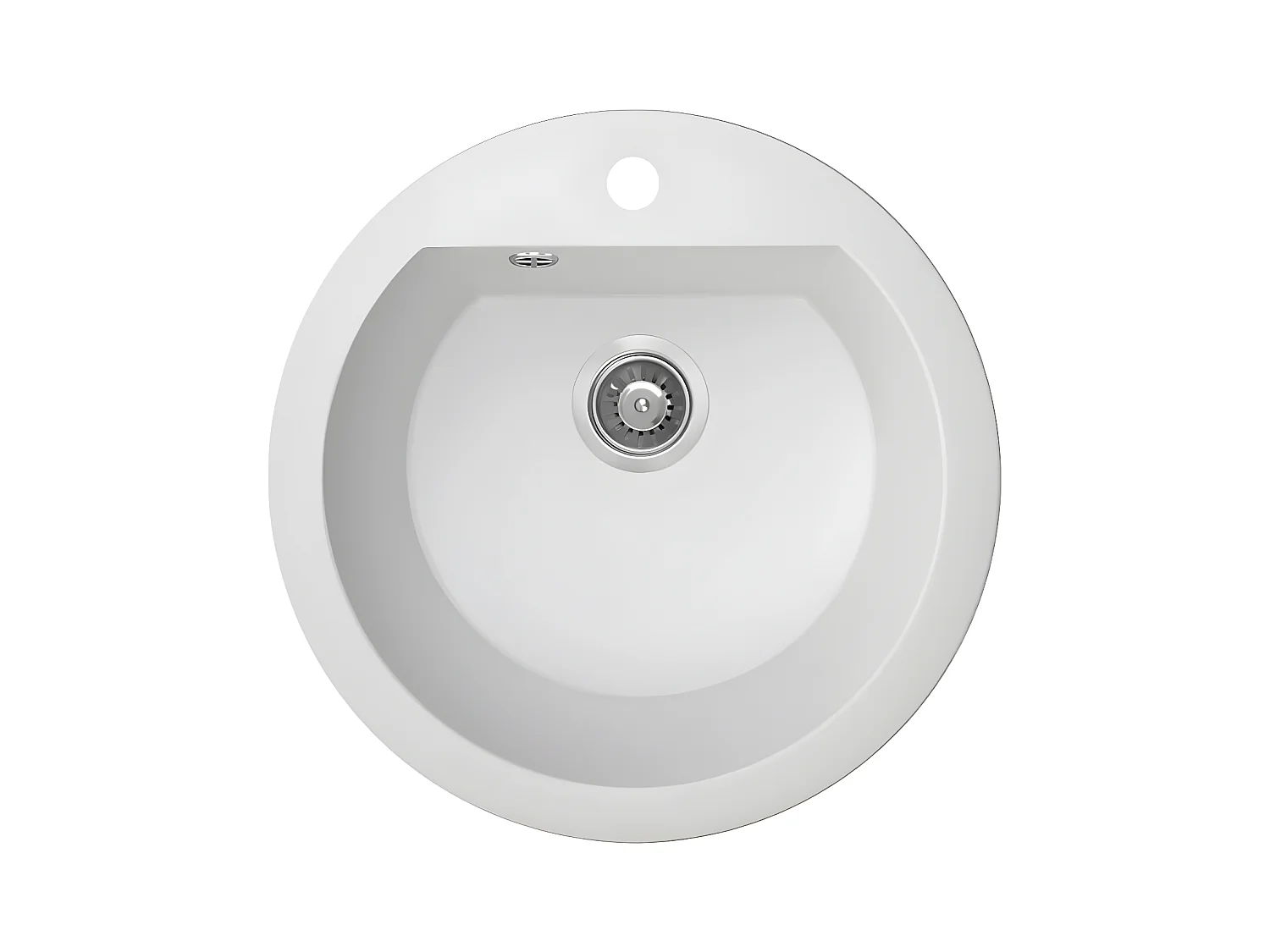 Evier de cuisine rond en granit blanc DAFNE, 1 bac,51x20