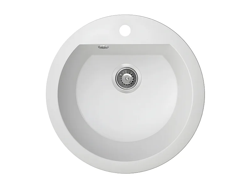 Evier de cuisine rond en granit blanc DAFNE, 1 bac,51x20