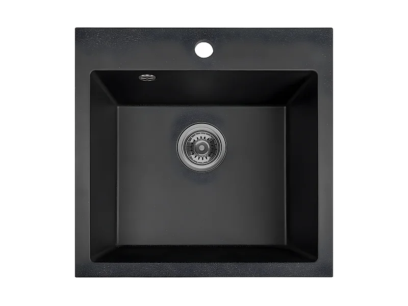 Evier de cuisine en granit noir, ALENA, 1 bac, 49x49