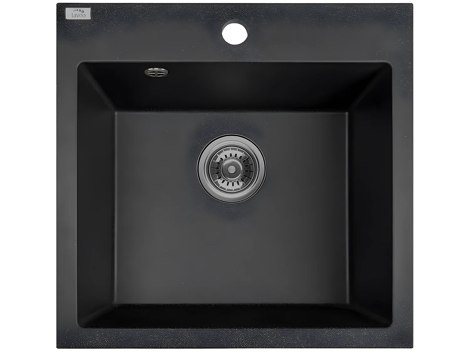 Evier de cuisine en granit noir, ALENA, 1 bac, 49x49
