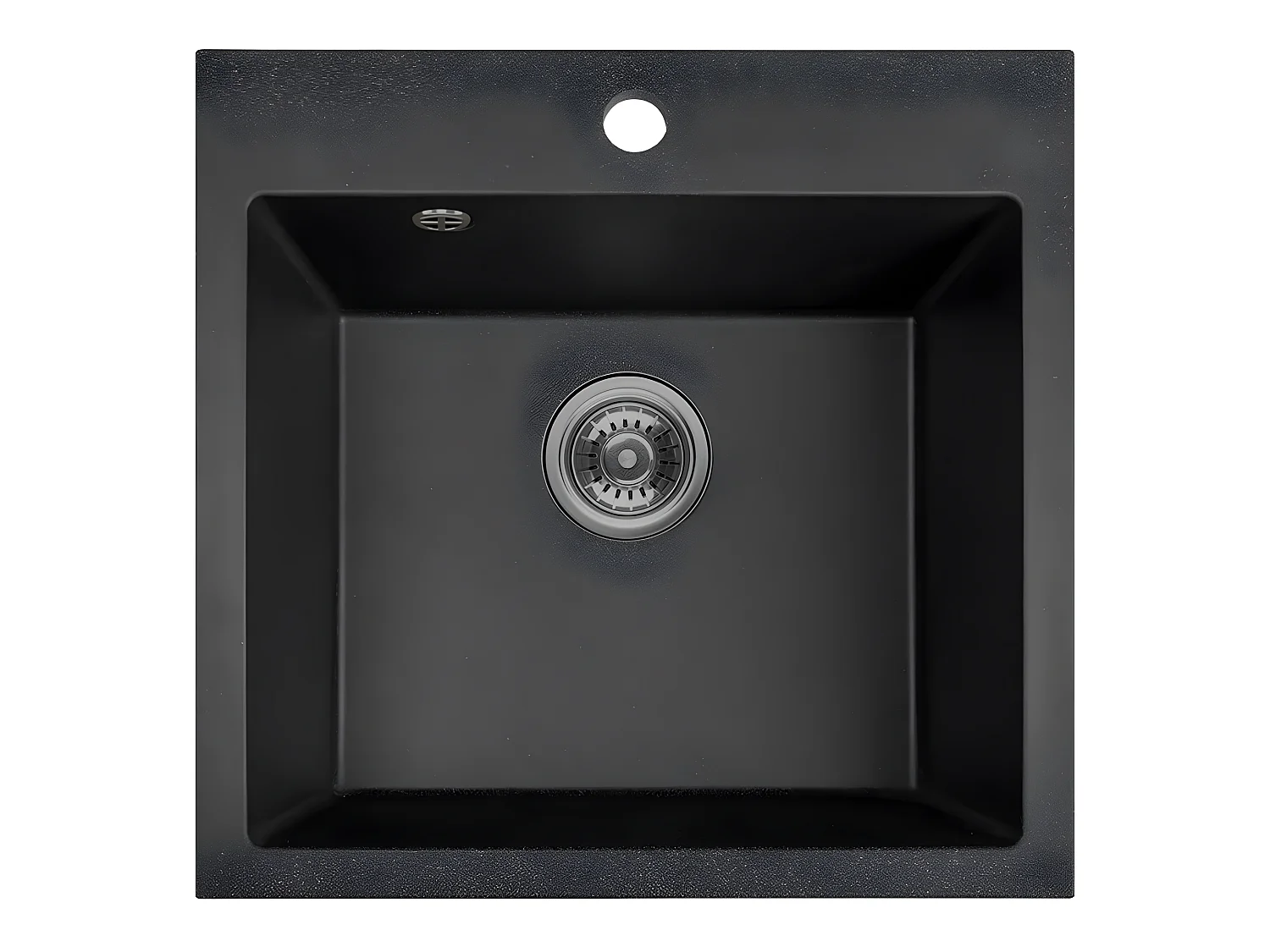 Evier de cuisine en granit noir, ALENA, 1 bac, 49x49
