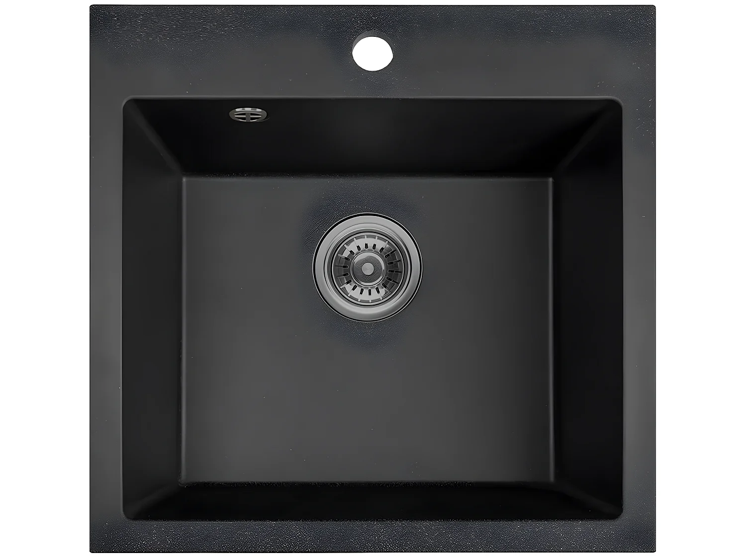Evier de cuisine en granit noir, ALENA, 1 bac, 49x49