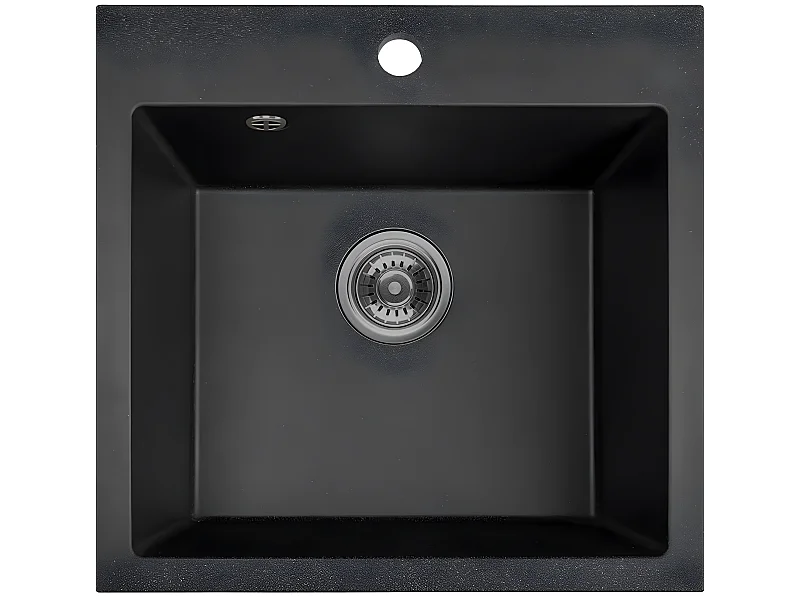 Evier de cuisine en granit noir, ALENA, 1 bac, 49x49