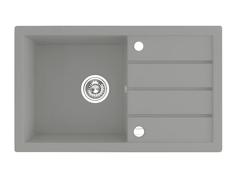 Evier de cuisine en granit gris - THIRTEEN - 48 x 79 cm, 1 bac avec égouttoir