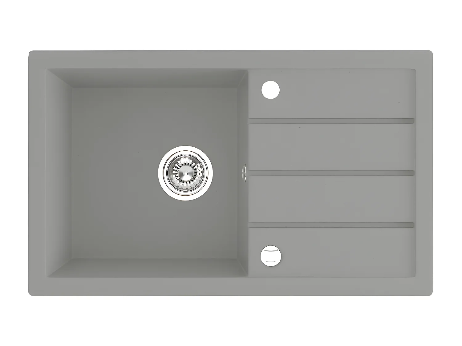Evier de cuisine en granit gris - THIRTEEN - 48 x 79 cm, 1 bac avec égouttoir