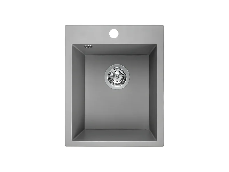 Evier de cuisine en granit gris CHICHI, 1 bac, 48x38
