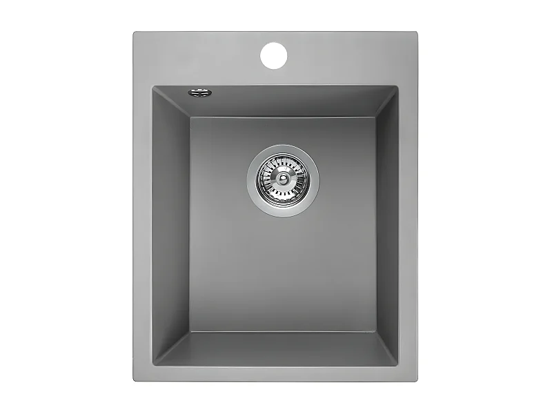 Evier de cuisine en granit gris CHICHI, 1 bac, 48x38