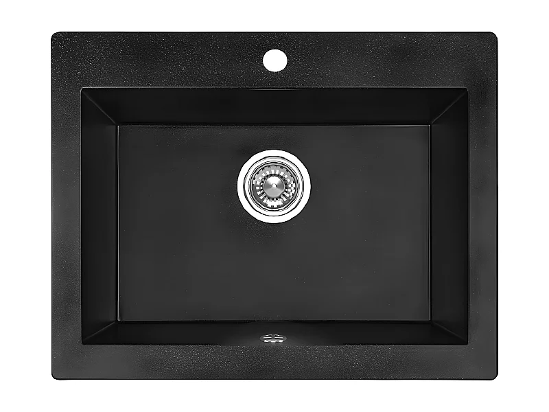 Evier de cuisine carré en granit noir KOMODO, 1 bac,49x58
