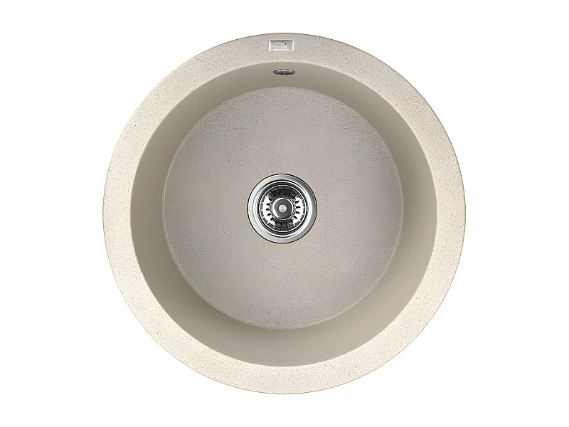 Evier de cuisine rond en granit beige DAFNE, 1 bac,51x20