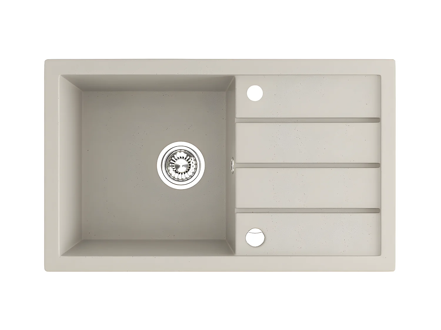 Evier de cuisine en granit beige - THIRTEEN - 48 x 79 cm, 1 bac avec égouttoir