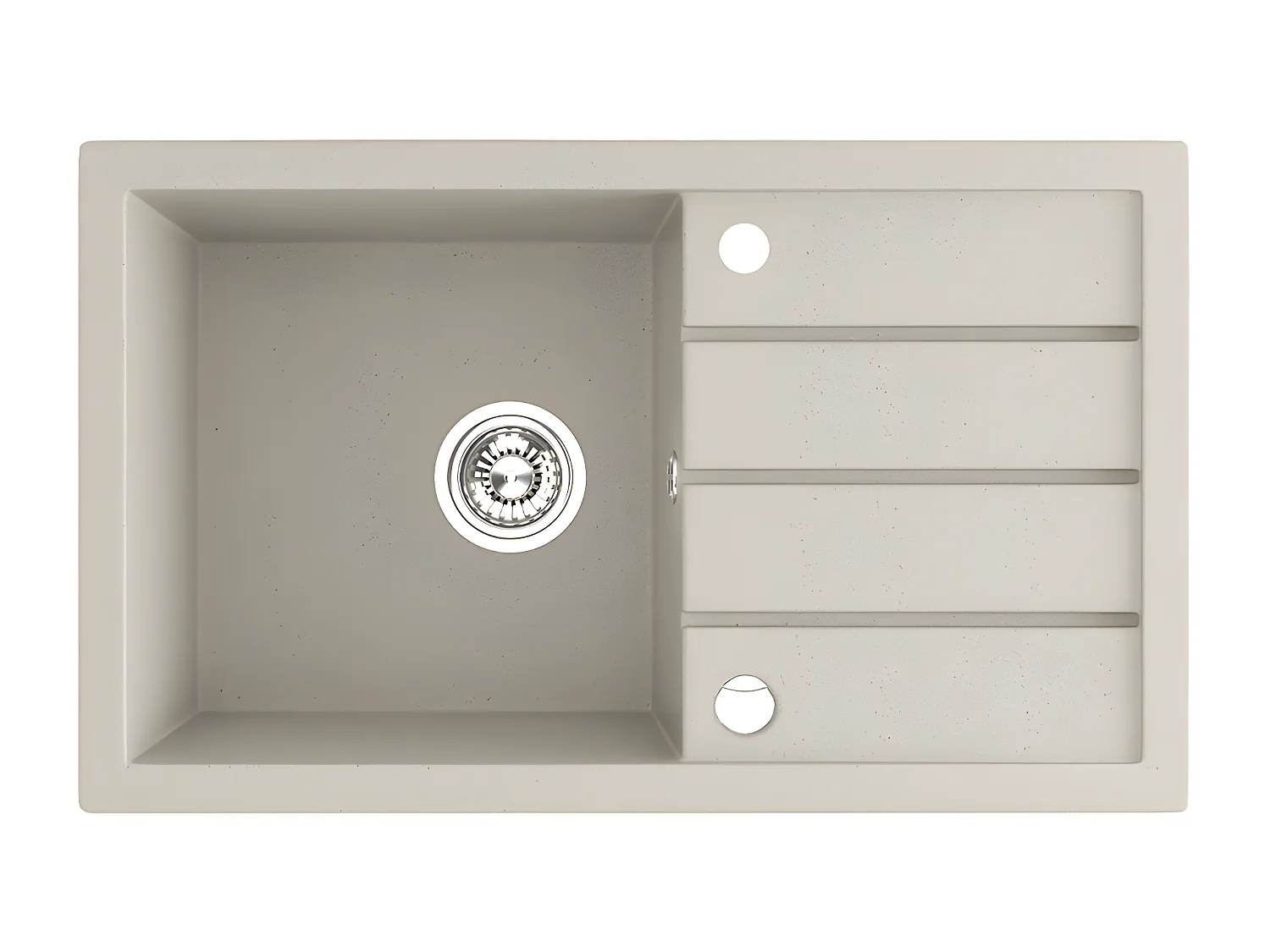 Evier de cuisine en granit beige - THIRTEEN - 48 x 79 cm, 1 bac avec égouttoir
