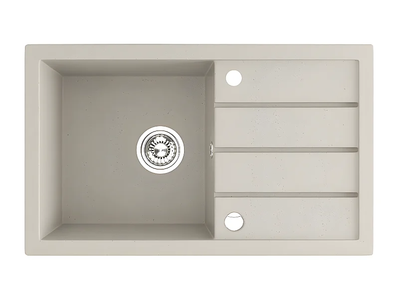Evier de cuisine en granit beige - THIRTEEN - 48 x 79 cm, 1 bac avec égouttoir