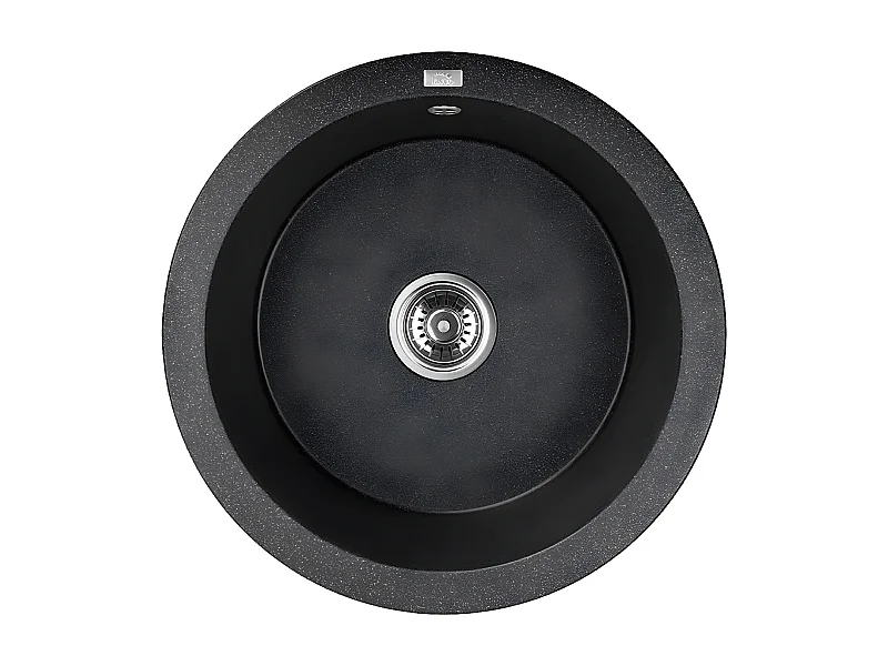 Evier de cuisine rond en granit noir DAFNE, 1 bac,51x20