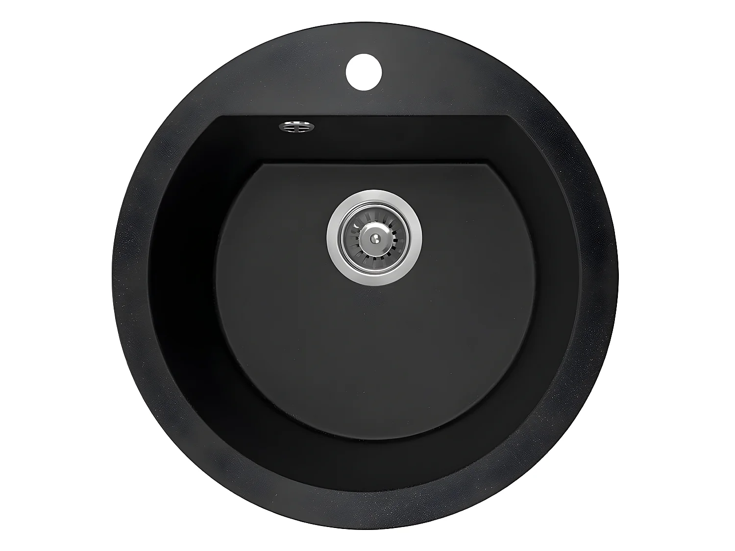 Evier de cuisine rond en granit noir DAFNE, 1 bac,51x20