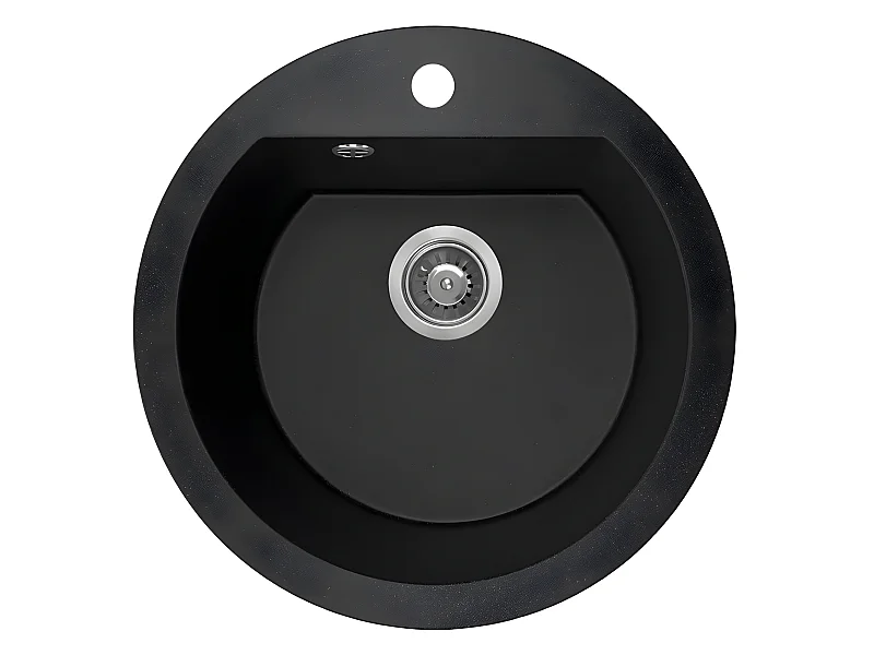 Evier de cuisine rond en granit noir DAFNE, 1 bac,51x20
