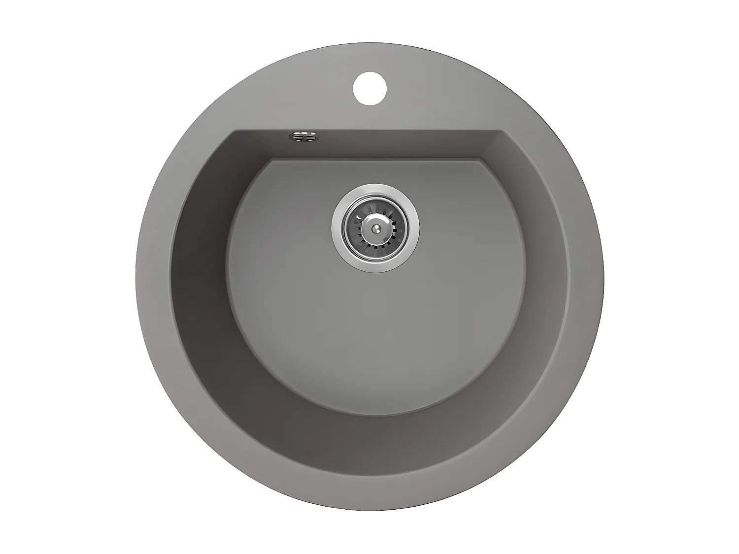 Evier de cuisine rond en granit gris DAFNE, 1 bac,51x20