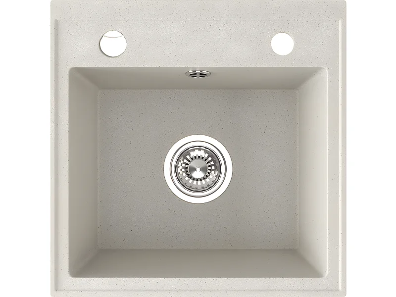 Evier de cuisine en granit beige - THIRTEEN - 44 x 44 cm, 1 bac