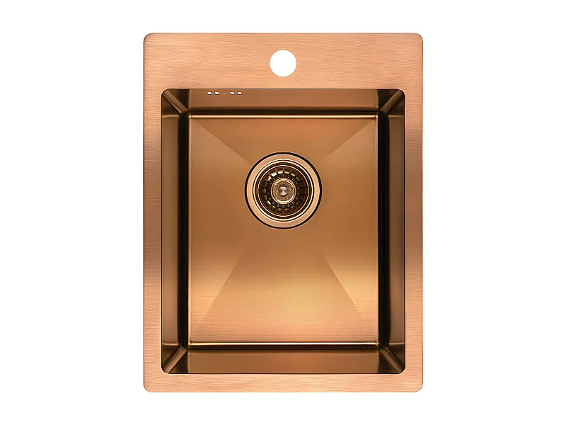 Evier de cuisine cuivre brossé MARMARA, 1 bac, acier inoxydable, 48x37,5