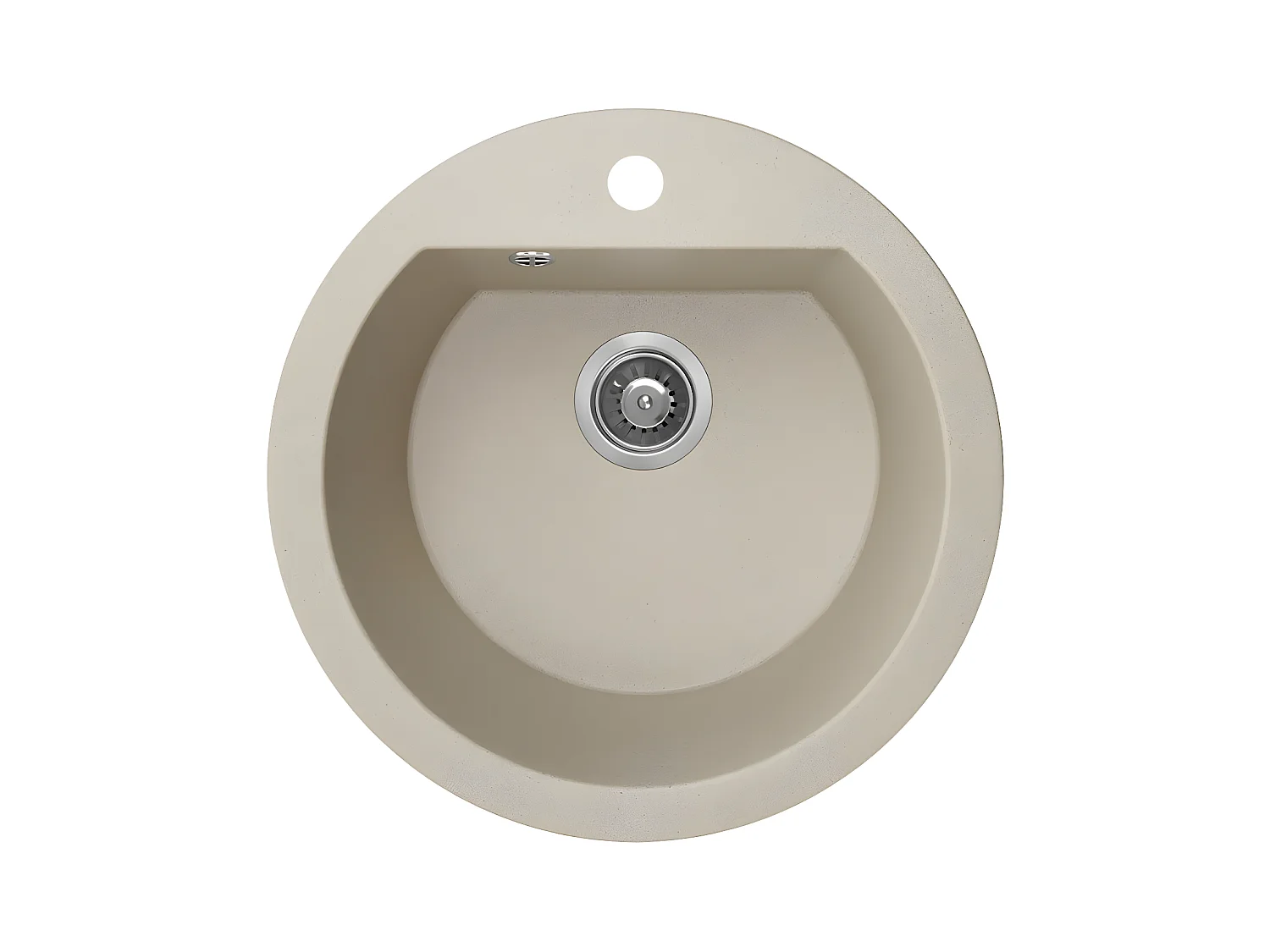 Evier de cuisine rond en granit beige DAFNE, 1 bac,51x20