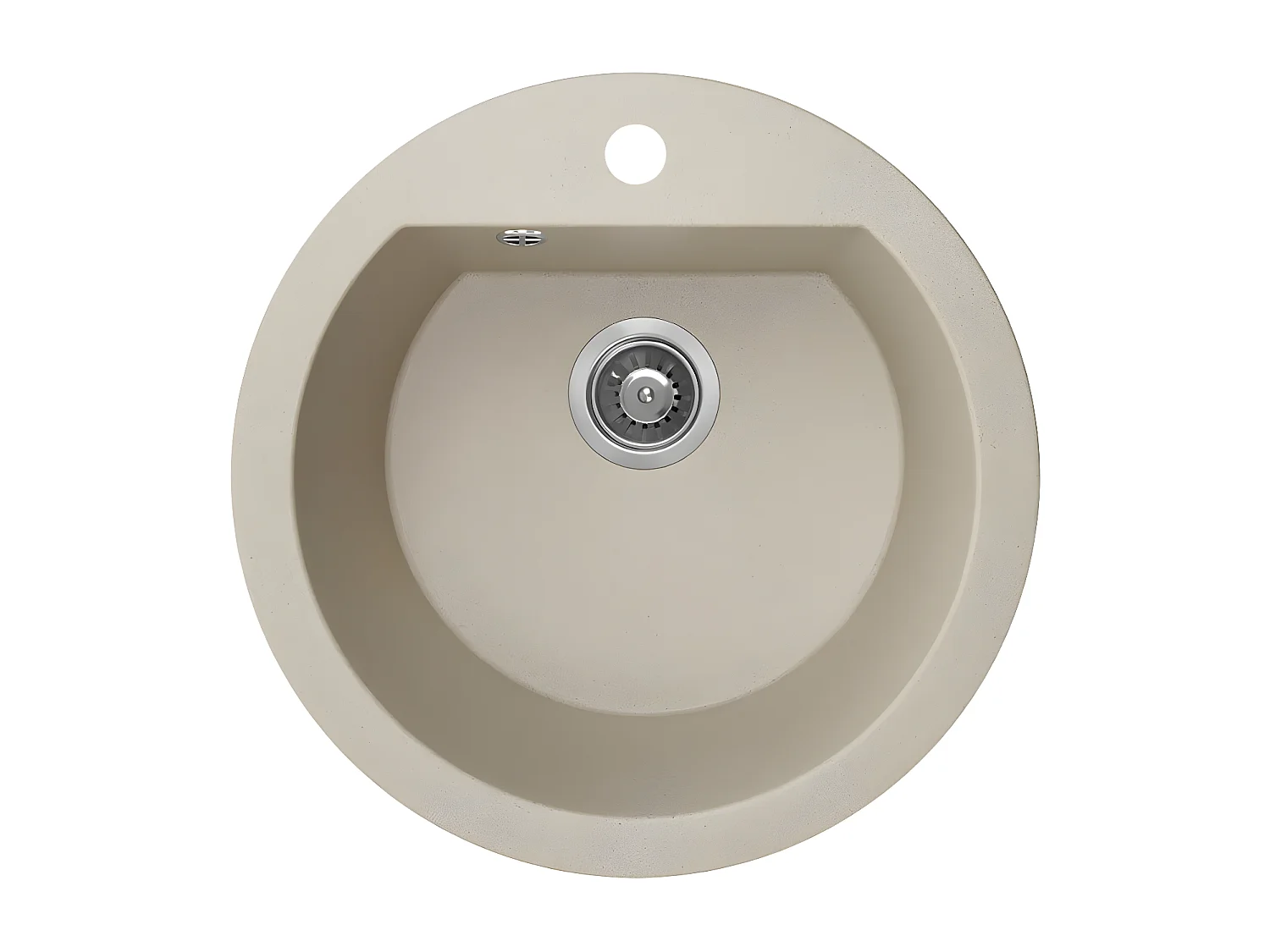 Evier de cuisine rond en granit beige DAFNE, 1 bac,51x20