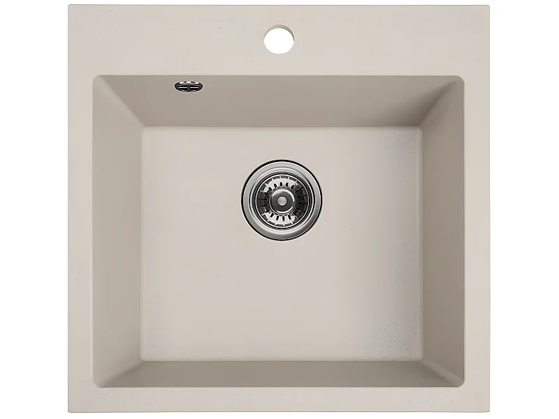 Evier de cuisine en granit beige, ALENA, 1 bac, 49x49